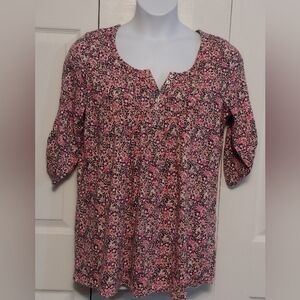 Woman Within Women's Floral Pullover Blouse 14/16 M